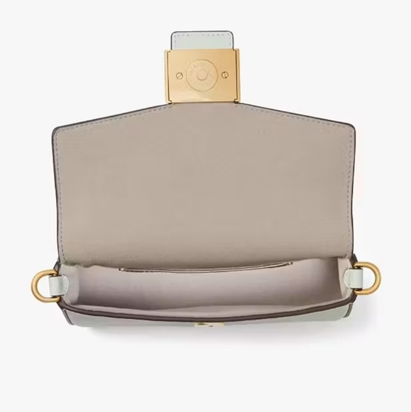 Crystal Blue $258 NWOT tag Kate Spade Katy Textured Leather Flap Chain Crossbody - Picture 4 of 6